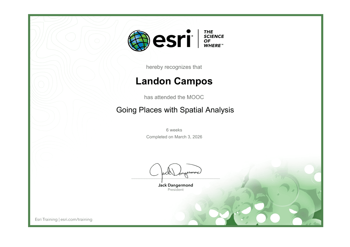 ESRI MOOC - Going Places with Spatial Analysis